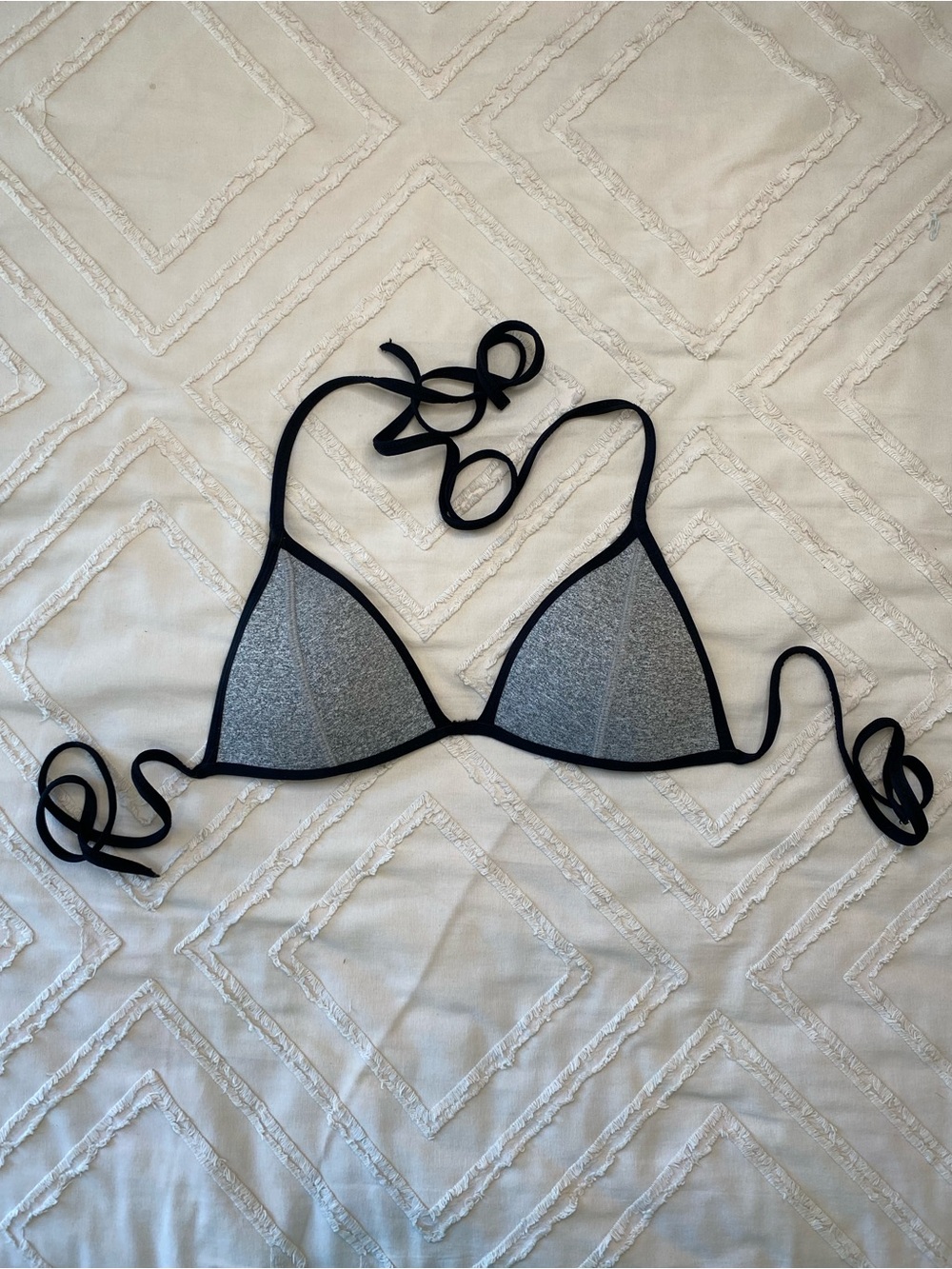 Garage Y2K Triangle Bikini Top - Gray with Black Trim